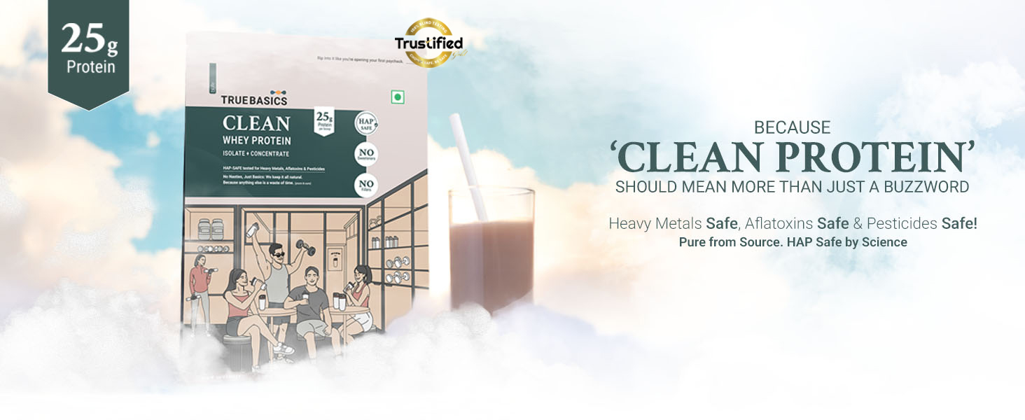 TrueBasics Clean Whey Protein Powder Blend, Chocolate, 1kg