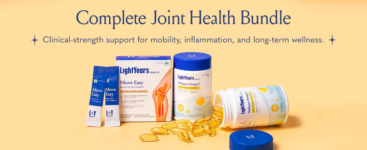 LightYears Move Easy + Wellspan Omega-3 | Complete Joint Health Combo for Men & Women | Clinically Proven Boswellia serrata + 6X Strength Omega-3 | Supports Flexibility, Mobility & Reduces Stiffness