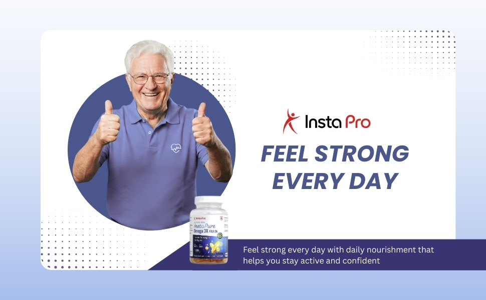 InstaPure Omega 3X Triple Strength Fish Oil | 1250mg with 540mg EPA & 360mg DHA | Clinically Recommended for Diabetic Heart & Nerve Health | 60 Softgels