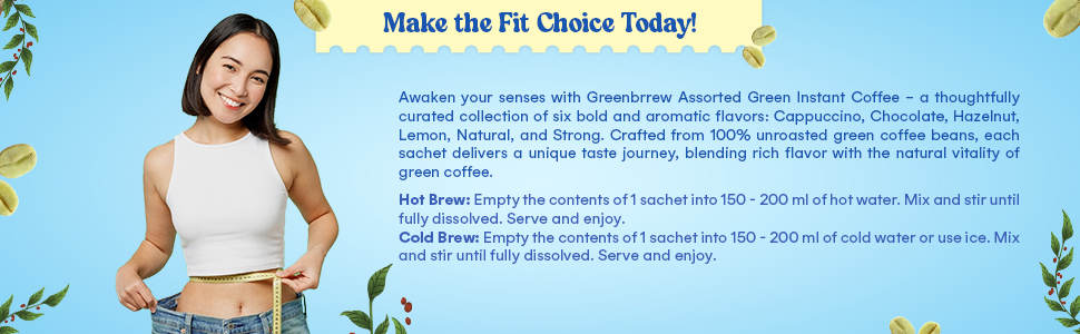 Greenbrrew Assorted Green Coffee | Decaf & Unroasted Coffee | 6 Different Flavours for Every Mood in 1 Pack | 12 Servings, 36g