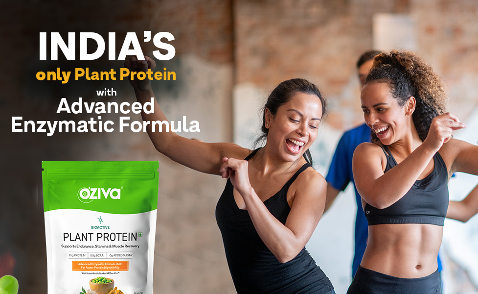 OZiva Bioactive Plant Protein Powder, 5.5g BCAA, Pea Isolate, Mango, 1kg