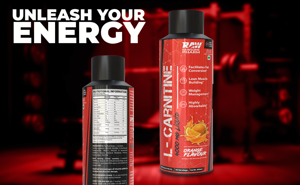 Liquid L-Carnitine 4000mg | Orange, 450ml, 30 Servings I Fat-to-Fuel Energy Booster | For Healthy Weight Loss I Fast Absorption Formula