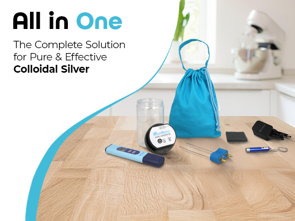 Colloidal Silver Generator Kit – 99.99% Pure Silver Wire, TDS Meter, Laser, Jar & Travel Bag – Constant Current Machine for True Nano Particles at Home
