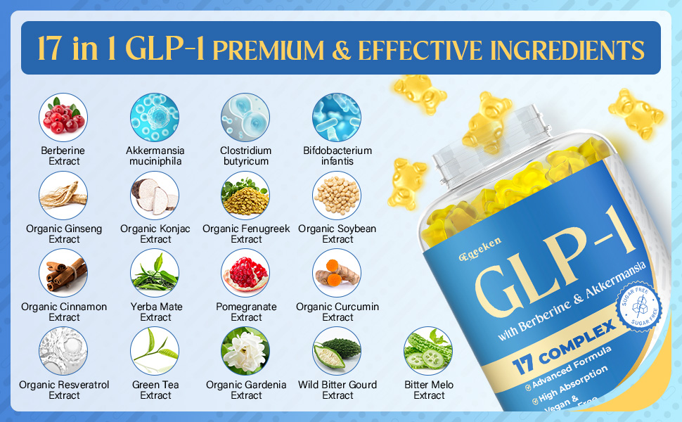 GLP-1, GLP-1 Supplement for Women & Men with Berberine, Akkermansia