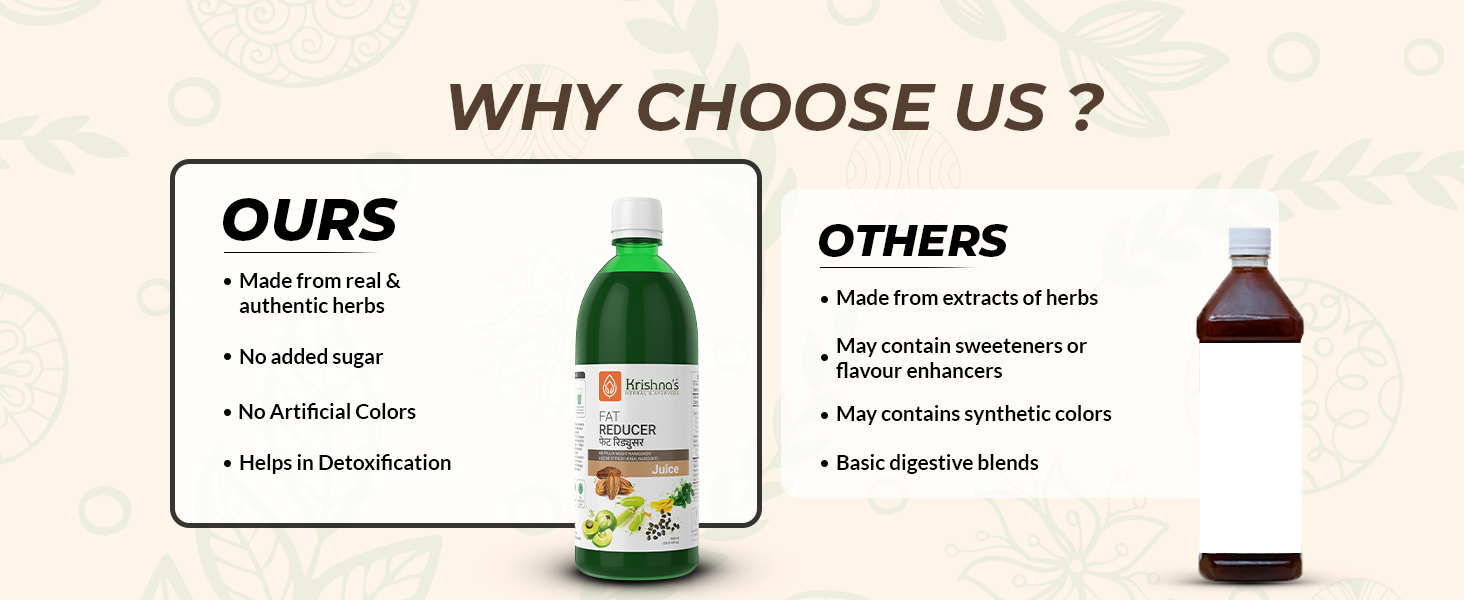 KRISHNA'S HERBAL & AYURVEDA Fat Reducer Juice - 1000 Ml (Pack Of 2), 12 Powerful Herbs For Weight Management, Amla, Harad, Daru Haridra, Sunn Hemp, Aids Metabolism And Digestion