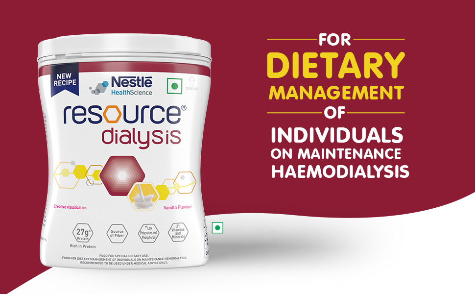Nestle Health Science,RESOURCE, Dialysis, Food For Dietary Management, Vanilla Flavour, 400g, Pet Ja