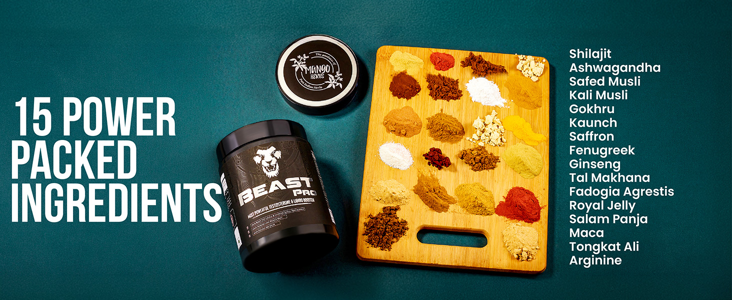 Beast Pro | Testosterone & Vitality Booster for Men | 20 Herbs & Compounds | Libido, Strength & Stamina Support | 150g