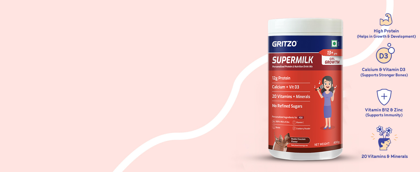 Gritzo SuperMilk Growth (13+ Girl), Double Chocolate, 400g