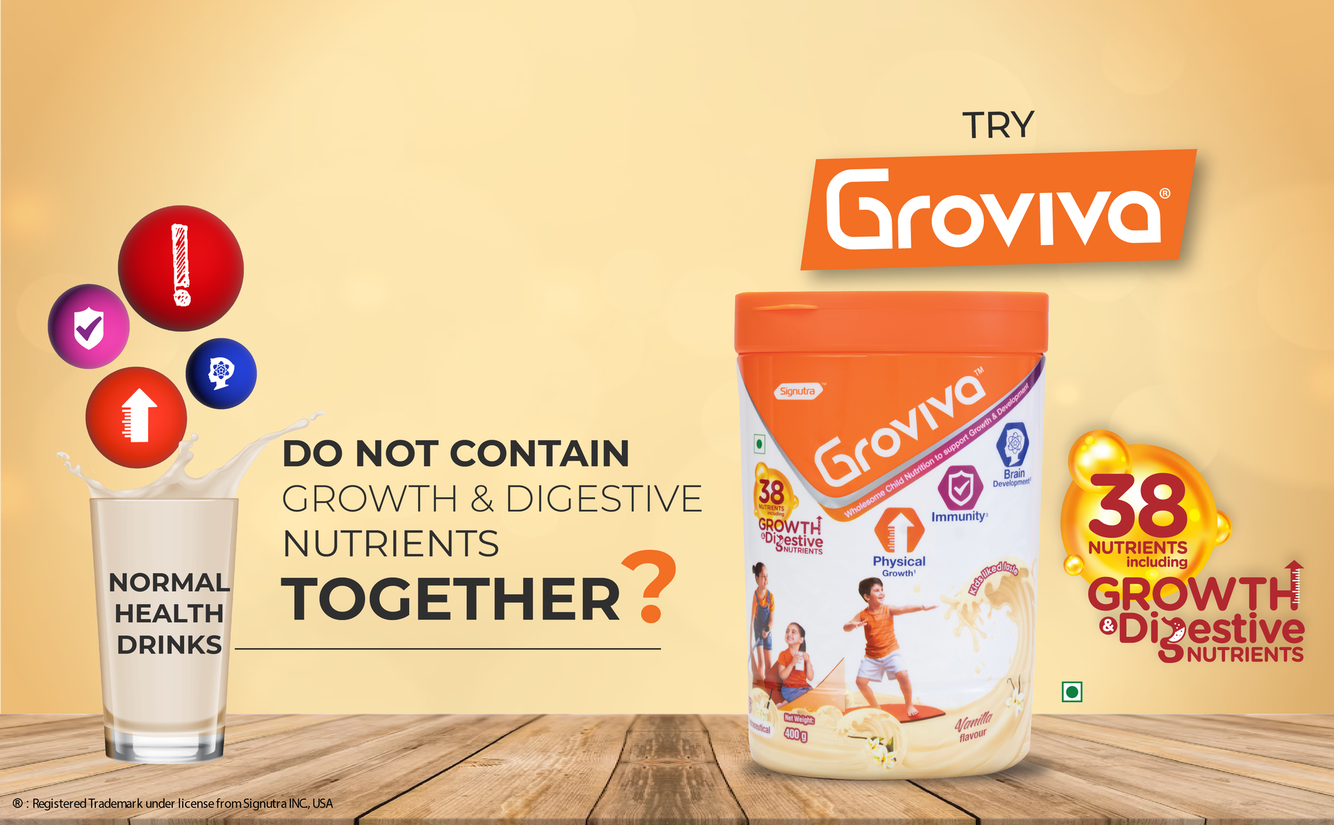 Groviva Child Nutrition Supplement Jar, 400g (Vanilla)