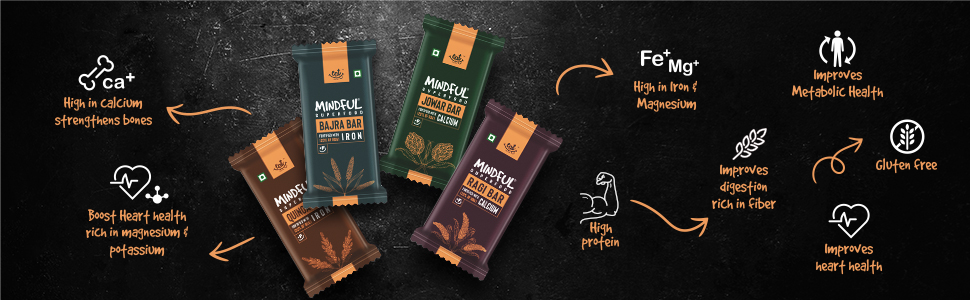 Eat Anytime Multigrain Millet Energy Chocolates, 12 Bars | High Protein, High Fiber, No Added Sugar | Gluten Free Granola Bars with Jowar, Bajra, Dark Chocolate | Healthy Snack (300g)