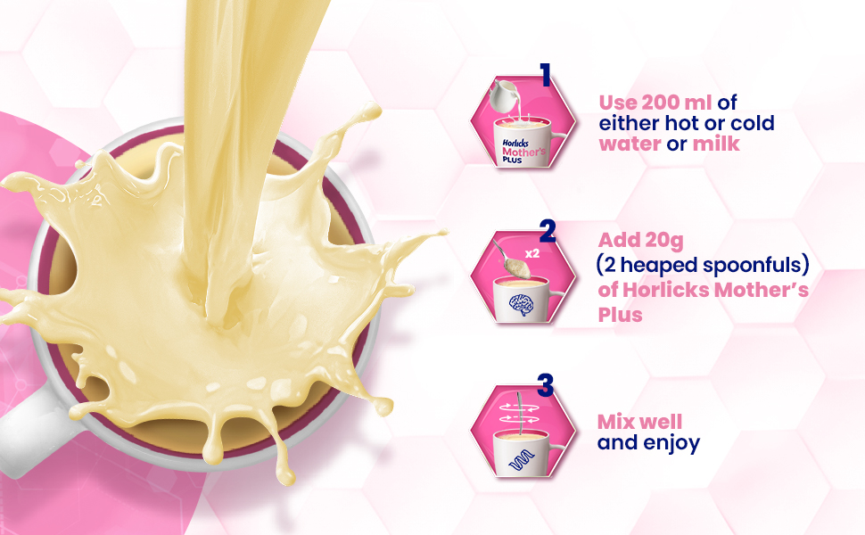 Horlicks Mother's Plus Vanilla 500 g BIB, For Pregnancy and Lactation with Protein for Birth Weight and DHA for Brain Development- No Added Sugar