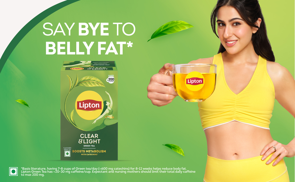Lipton Green Tea, Clear & Light, 250gm, for Weight Loss, with Catechins to Boost Metabolism, Zero Added Sugar, All Natural Ingredients