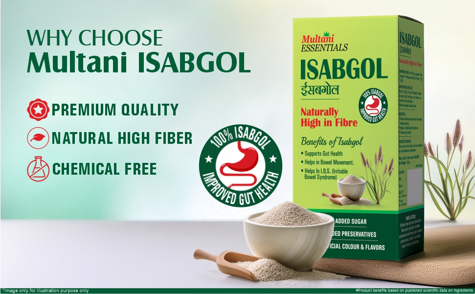 Multani Essentials Isabgol | Psyllium Husk Powder - 100gm (Pack of 2) | For Gut Health And Irritable Bowel Syndrome | Effectively Relieves Constipation | Fibre Supplement For Digestion | Chemical Free | No Added Sugar Or Artificial Flavour