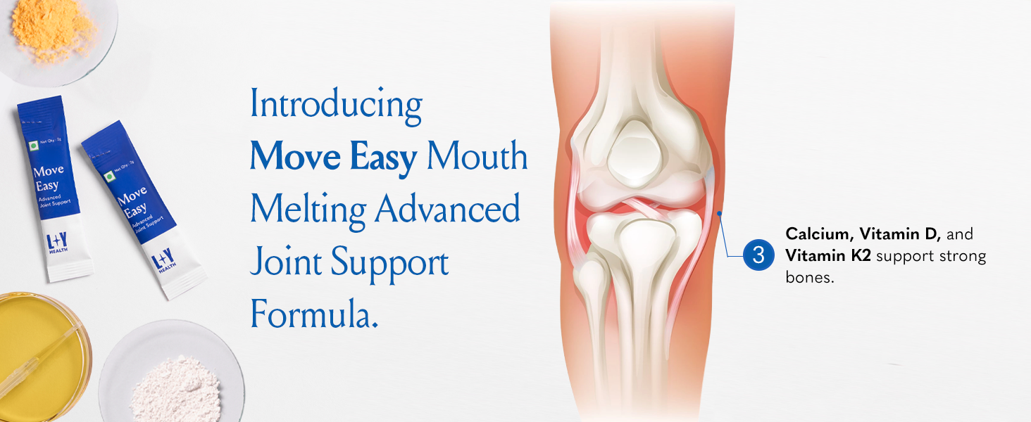 LightYears Move Easy | Advanced Joint Support Supplement | Clinically Proven Ingredients | Boswellia Serrata, Magnesium, Calcium, Vitamin D, Vitamin K2-7 | Mouth-Melting Powder | 15 Sachets