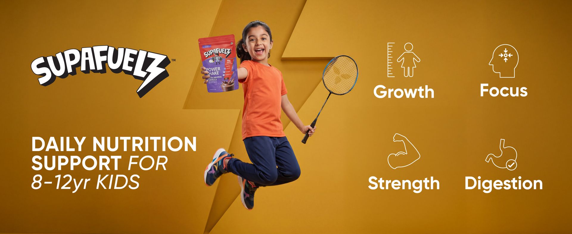 Power Shake 8-12 yr kids | Height & Strength Drink | 10g Protein, 33 Nutrients, Probiotics & Ayurvedic Actives | Nutrition Support for Growth, Focus & Energy | Chocolate 400g | Safe Nutrition Drink For Kids