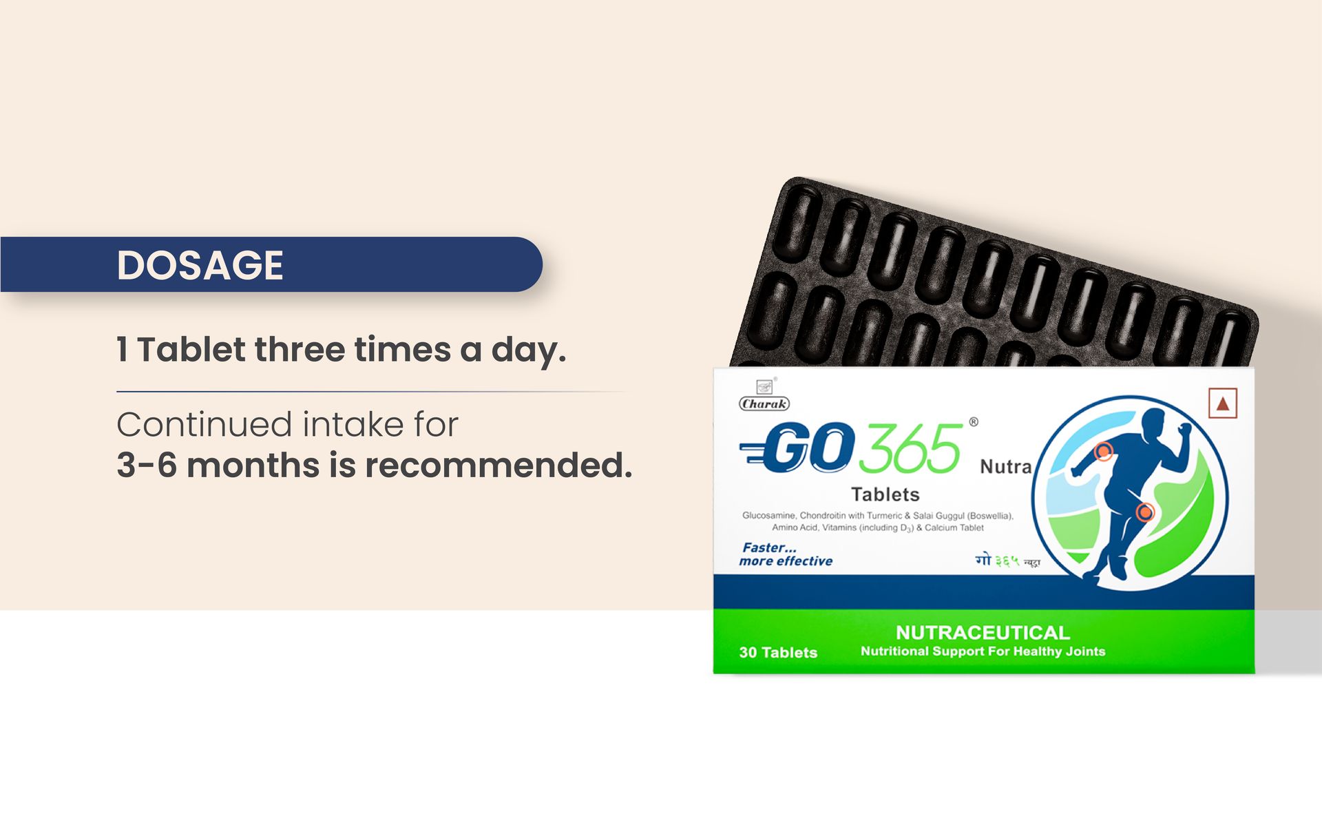 Vedistry Go365 Nutra Tablets | Ayurvedic Pain & Mobility Support | Helps Reduce Stiffness, Strengthen Bones & Flexibility | Daily Joint Health Supplement with Glucosamine, Chondroitin & Curcumin – 30 Tabs (Pack of 1)
