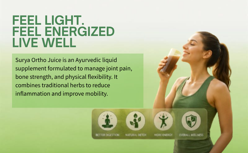 Surya Ortho Juice, Mildly Sweet and Nutty, Ayurvedic Joint and Bone Health Supplement, Liquid, with Manjistha, Noni, Bilva, Guggul and Chitrak, Joint Pain Relief, Flexibility and Strength Support, 500ml