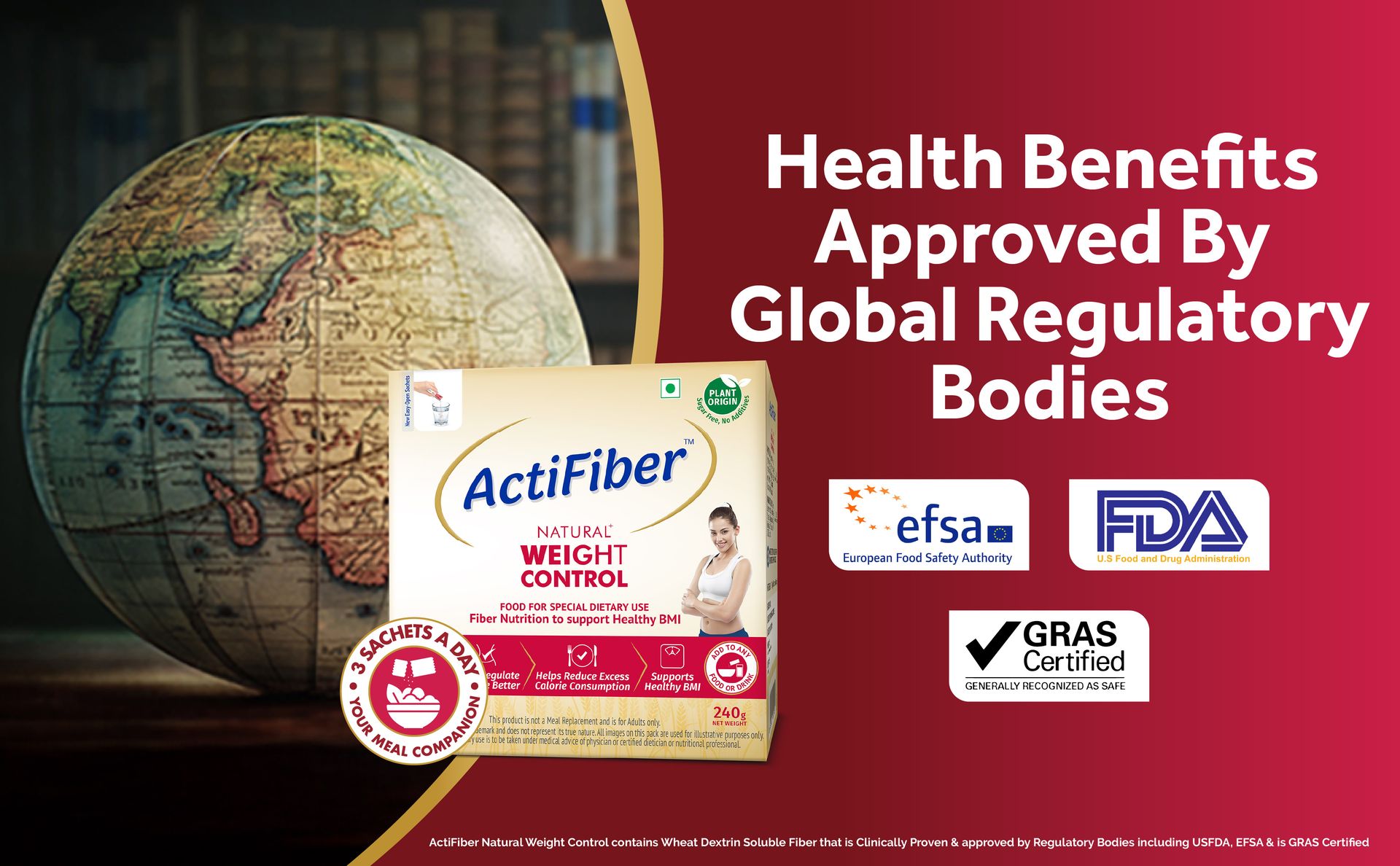 ActiFiber Natural Weight Control | Get Fit | Regulate Appetite Better | Reduce Excess Calories | Clinically Proven | Easy to Use | Plant Origin | Certified Safe | Women & Men