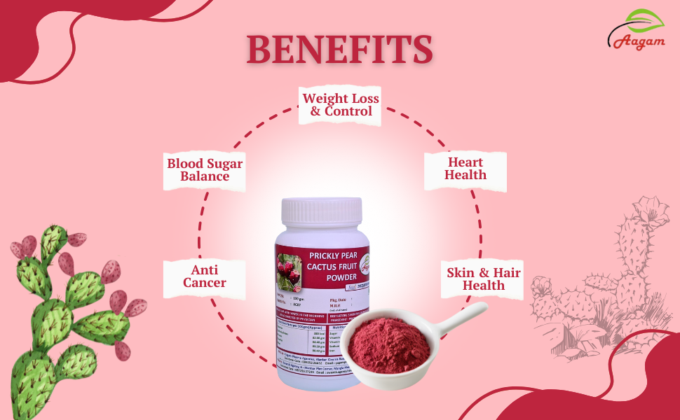 NEMI Prickly Pear Cactus Fruit Powder | Natural Superfood | No Added Sugar | Rich in Antioxidants | Supports Hemoglobin, Energy & Immunity | Sun-Dried Herbal Powder100 gm