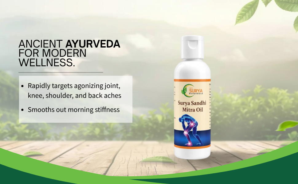 Surya Sandhi Mitra Ayurvedic Joint Pain Relief Oil with Sesame, Menthol, Clove, Garlic, Turmeric and Hadjod, 70ml
