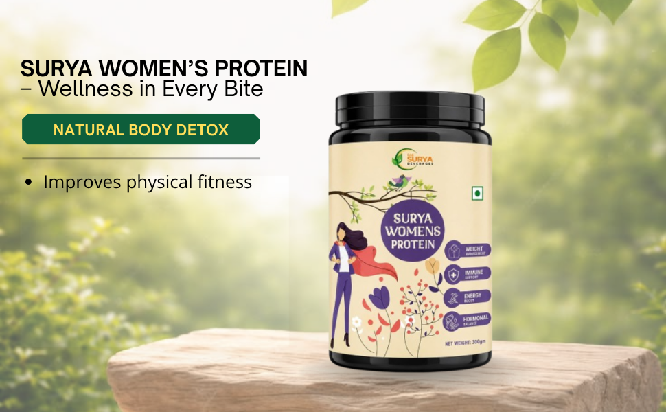 Surya Women's Ayurvedic Plant Protein Powder, Sweet & Creamy Flavour, with Shatavari and Ashwagandha, 300gm, for Hormonal Balance, Skin, Hair and Nail Health