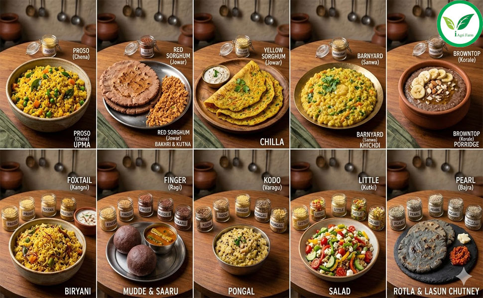 Iagrifarm Millets Combo (Kambu millet + Ragi millet (Total = 1 kg) millets combo | (Pack of 2-500 gram each)