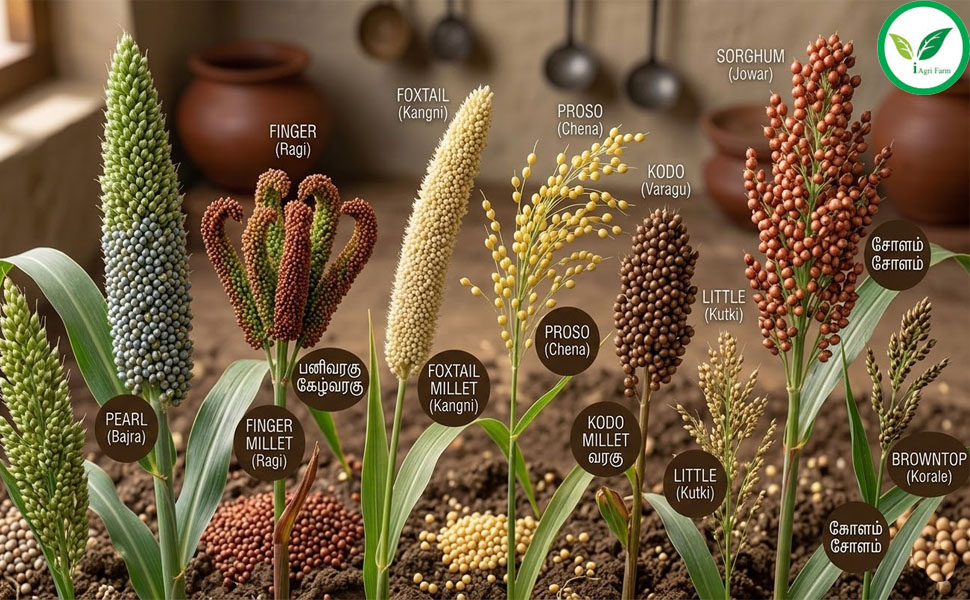 Iagrifarm Millets Combo (Kambu millet + Ragi millet (Total = 1 kg) millets combo | (Pack of 2-500 gram each)