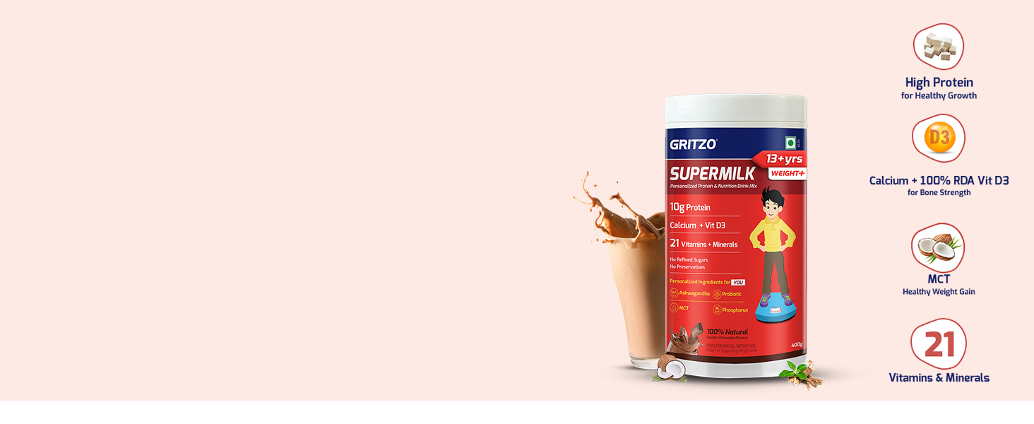 Gritzo SuperMilk Weight+ (13+ Boy), Double Chocolate, 400g