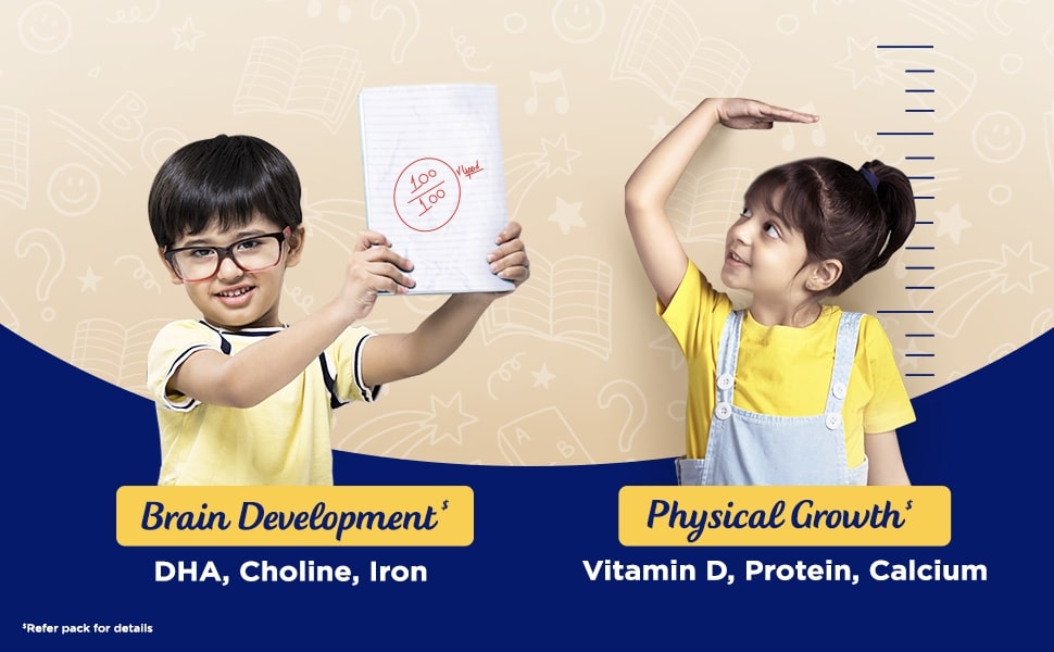 Junior Horlicks Nutrition Drink 500g, Vanilla, Nutrition for Toddlers & Young kids (2-6 years) for Supporting Growth