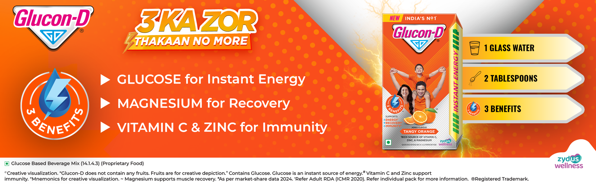 Glucon-D Instant Energy Drink Powder Refill 450 gm | Energy, Recovery, Immunity | Tangy Orange