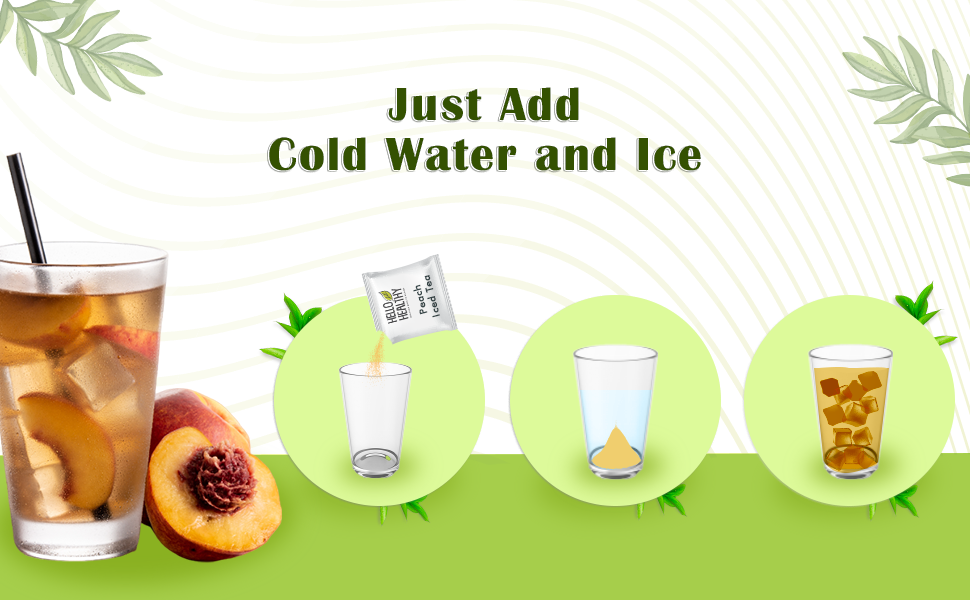 HELLO HEALTHY Instant Peach Iced Tea Powder – Refreshing Gut-Friendly Drink Mix 10 Servings Natural Peach Flavor Easy to Prepare Summer Beverage | No Artificial Ingredients