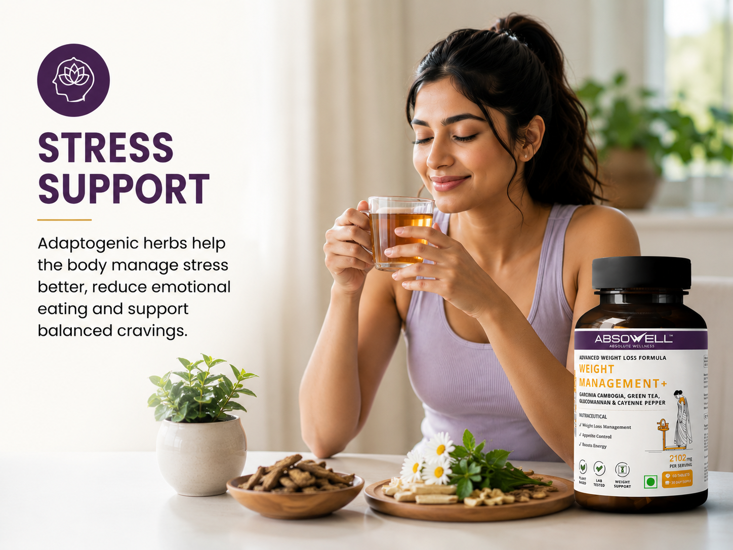 Weight Management Tablets [60 Capsules] – Garcinia Cambogia, Glucomannan & Plant-Based Ingredients | Supports Appetite Control, Metabolism & Healthy Weight Management | Herbal Dietary Supplement