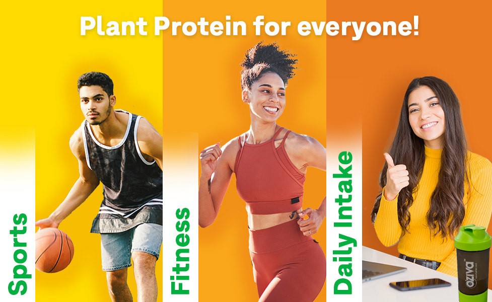 OZiva Bioactive Plant Protein Powder, 5.5g BCAA, Malabar Vanilla, 500g