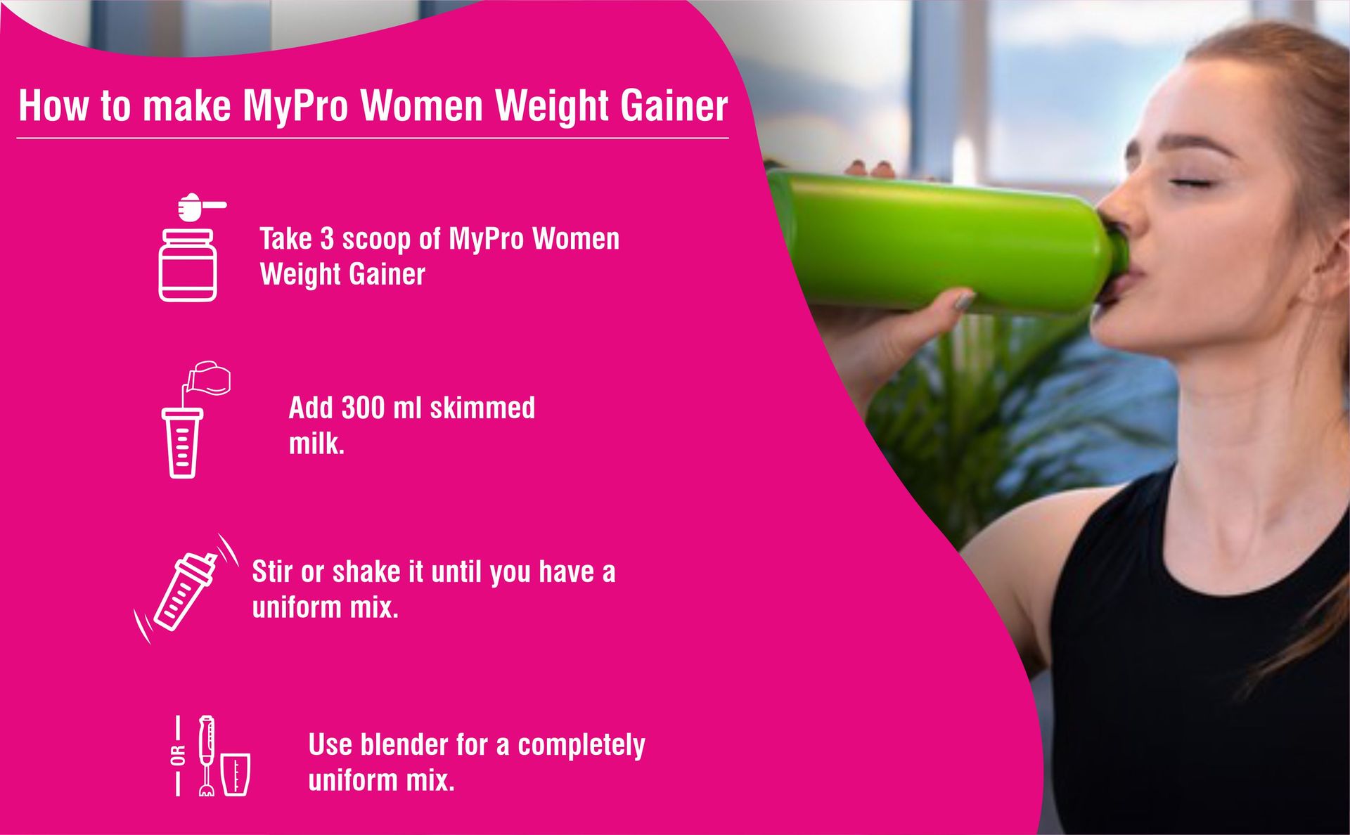 Mypro Sport Nutrition High Protein Women Weight Gainer For Increase Muscle With Full Power With (24 Vital Nutrients,3 Best Qaulity Protien) For Women (Chocolate - 500Gm)