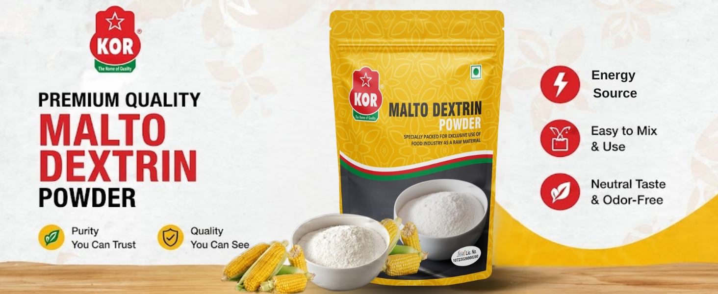 KOR Maltodextrin Powder (800 gm) Pack of 1/Complex Carbohydrate for Workout Shakes/Easy Mixing Thickener for Beverages, Baking & Sports Nutrition/Fast Absorbing Carbohydrate Energy Powder