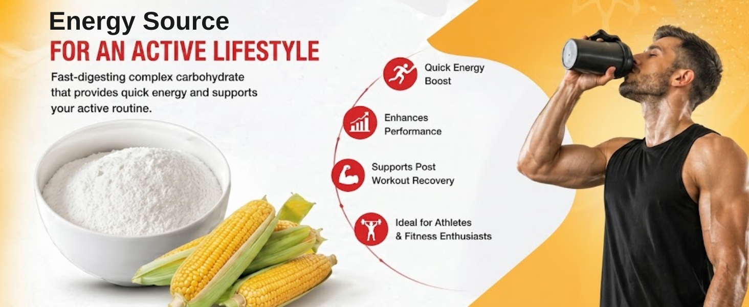KOR Maltodextrin Powder (800 gm) Pack of 1/Complex Carbohydrate for Workout Shakes/Easy Mixing Thickener for Beverages, Baking & Sports Nutrition/Fast Absorbing Carbohydrate Energy Powder