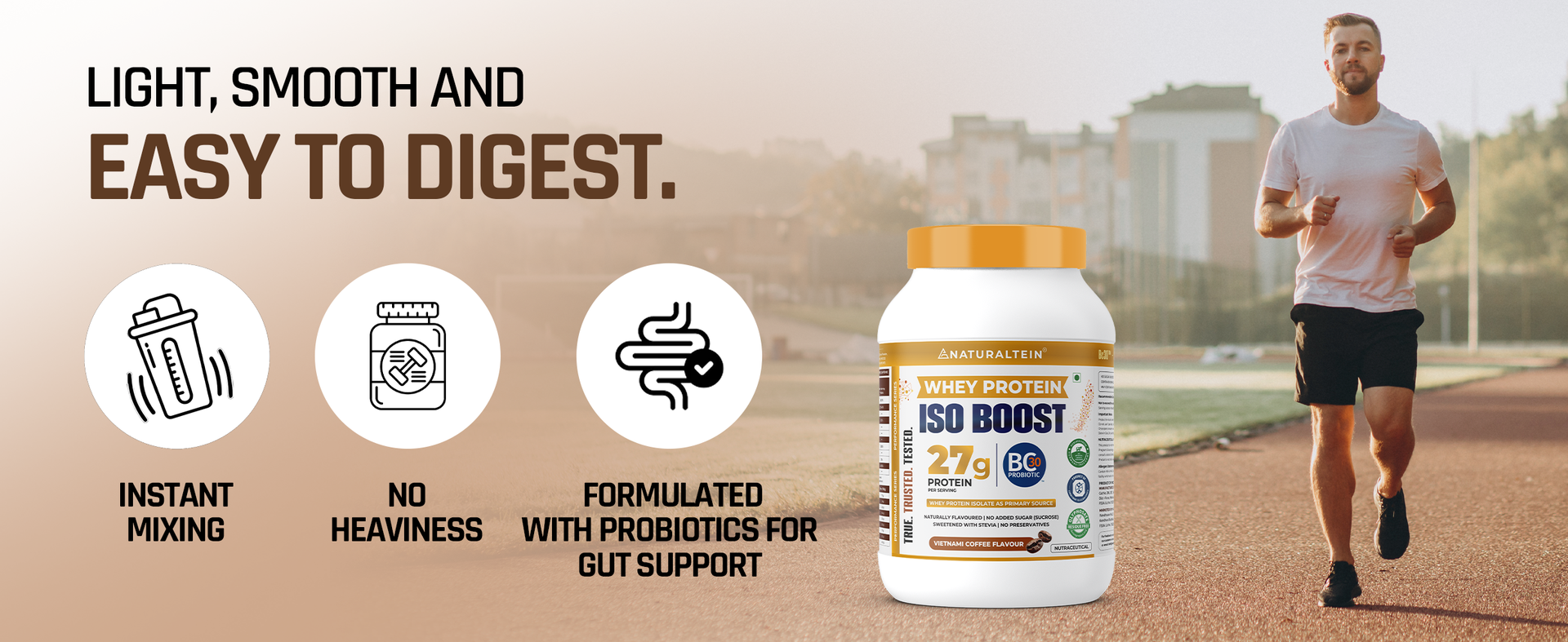 NATURALTEIN Whey Protein ISO Boost – 27g Protein per Serving | Isolate-Dominated Whey Blend (Isolate + Concentrate) | Refreshing Coffee Flavour | Stevia Sweetened | No Added Sugar | Easy Mixability