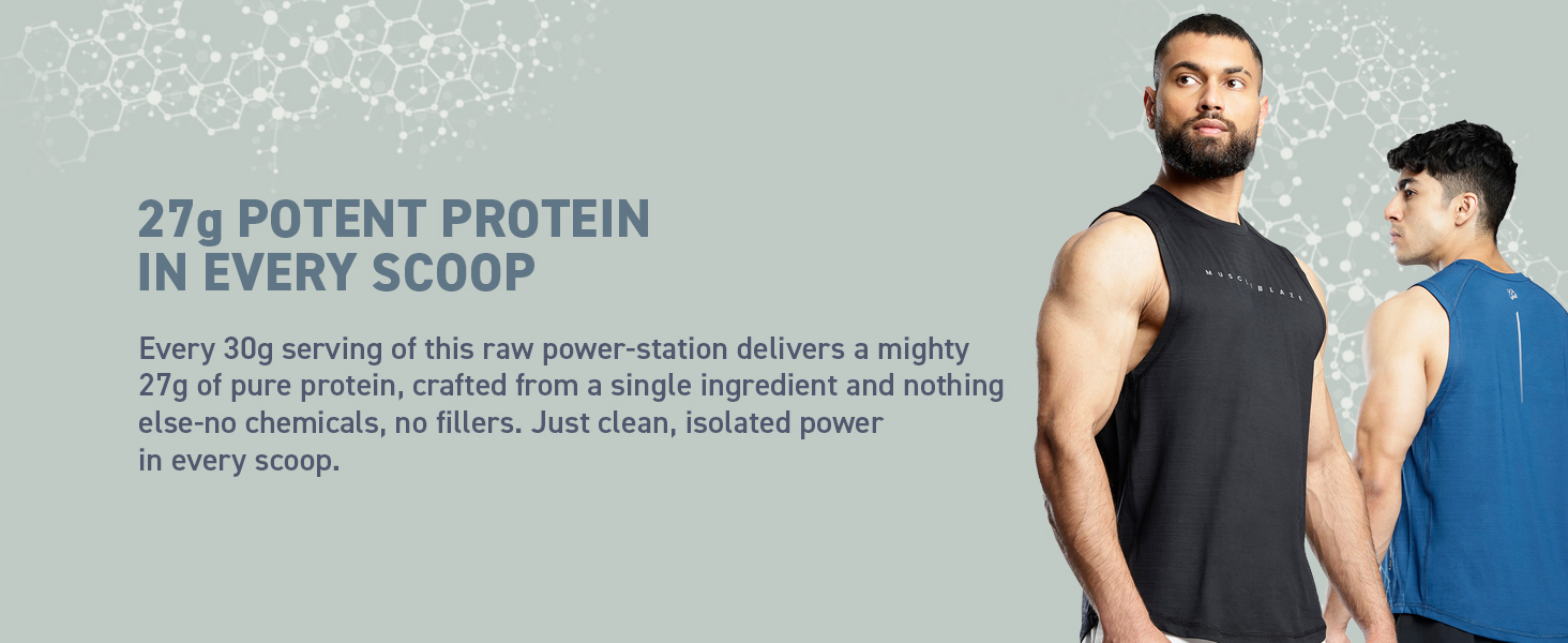 MuscleBlaze 100% Clean Raw Whey Protein Isolate, 500g (1.1lbs)