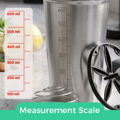 SignoraWare Shake N Shake Stainless Steel Shaker | Leakproof | Measurement marking| Perfect for fitness Enthusiast & Athletes | Ideal for mixing protein shakes & Pre-workout formula (650ml | Black)
