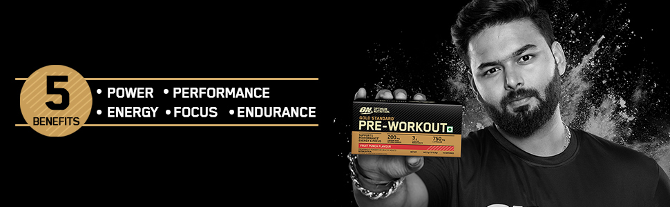 Optimum Nutrition (ON) Gold Standard Pre-Workout- 142.5g/15 single serve packs (Fruit Punch Flavor), For Energy, Focus, Power, Endurance & Performance