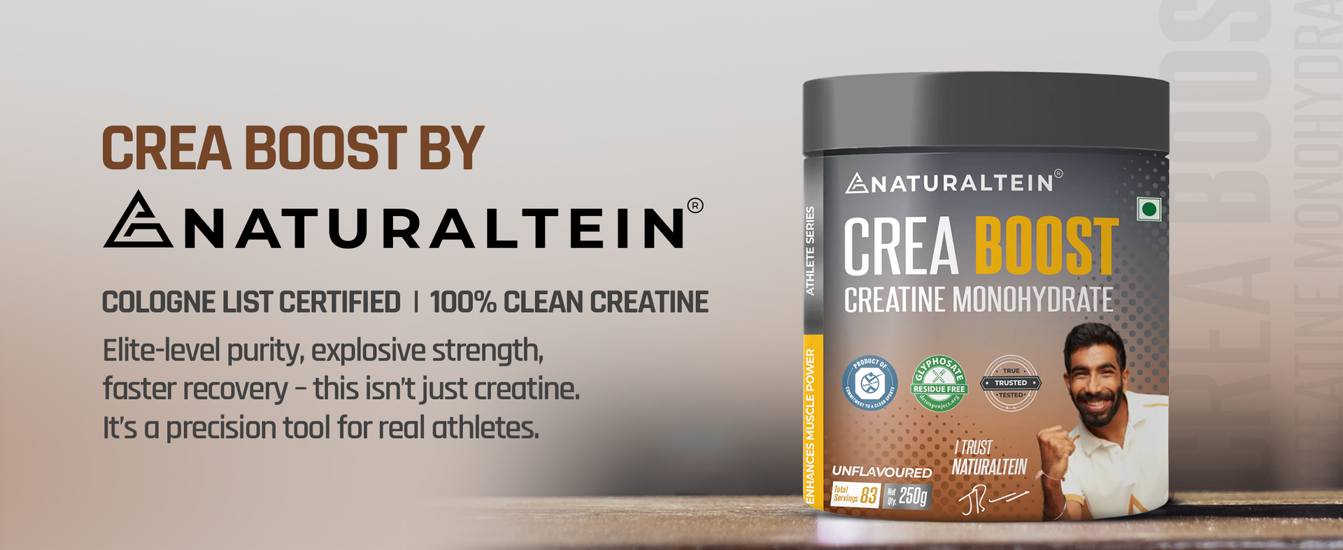 NATURALTEIN Creatine Monohydrate Unflavoured (250 Grams, 83 Servings)| Boosts Strength, Endurance & Muscle Recovery | No Fillers, No Preservatives|Fast Recovery|Increases Muscle Mass