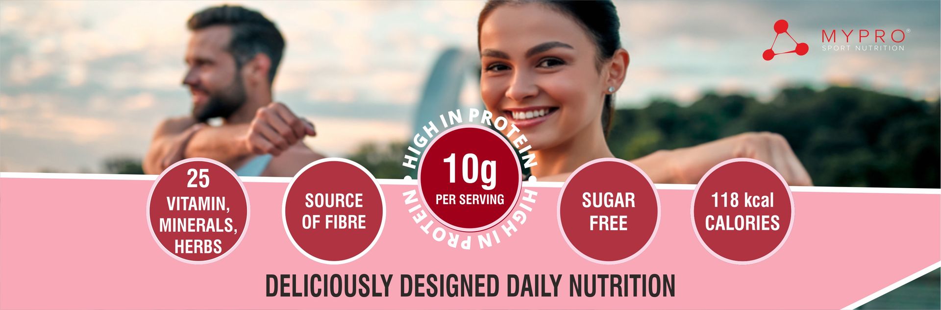 Mypro Sport Nutrition Daily Protein Shake 118 kcal Calories, 25 Vitamin -Serving -40- For Men & Women Strawberry Milk Shake Flavor For 400Gm