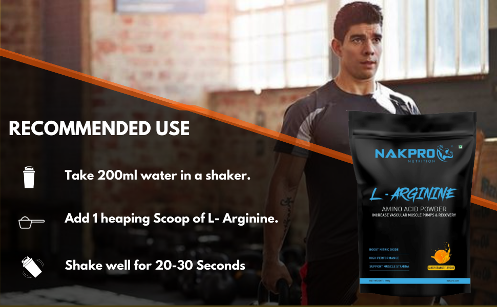 NAKPRO NUTRITION L-Arginine | 100g, FruitPunch | 2g L-Arginine, 1.8kcal Energy | Pre Workout Amino Acid