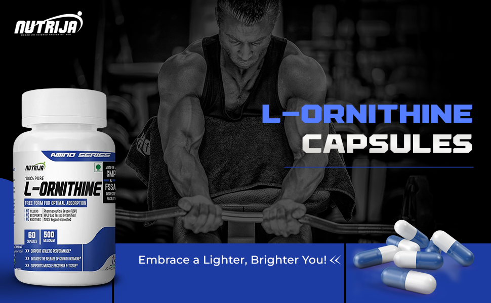 NutriJa L-Ornithine 500mg Capsules | 60 Veg Capsules | Free Form Amino Acid Supplement for Recovery, Active Lifestyle & Daily Wellness