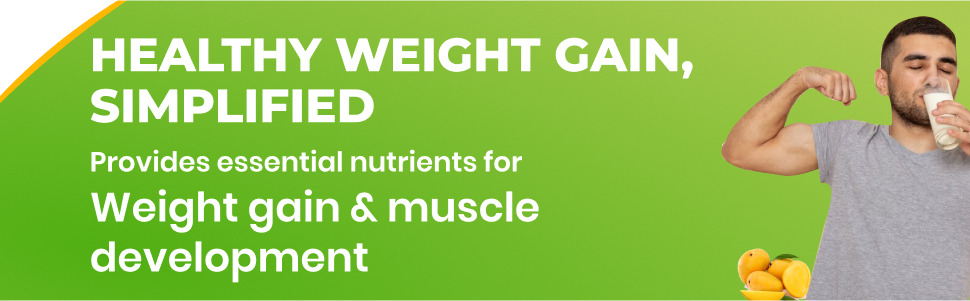 NUTRELA Weight Gainer Powder| 1Kg Mango Flavour | High-Calorie Mass Gainer With Vitamins & Khandsari Sugar | Ideal For Men & Women