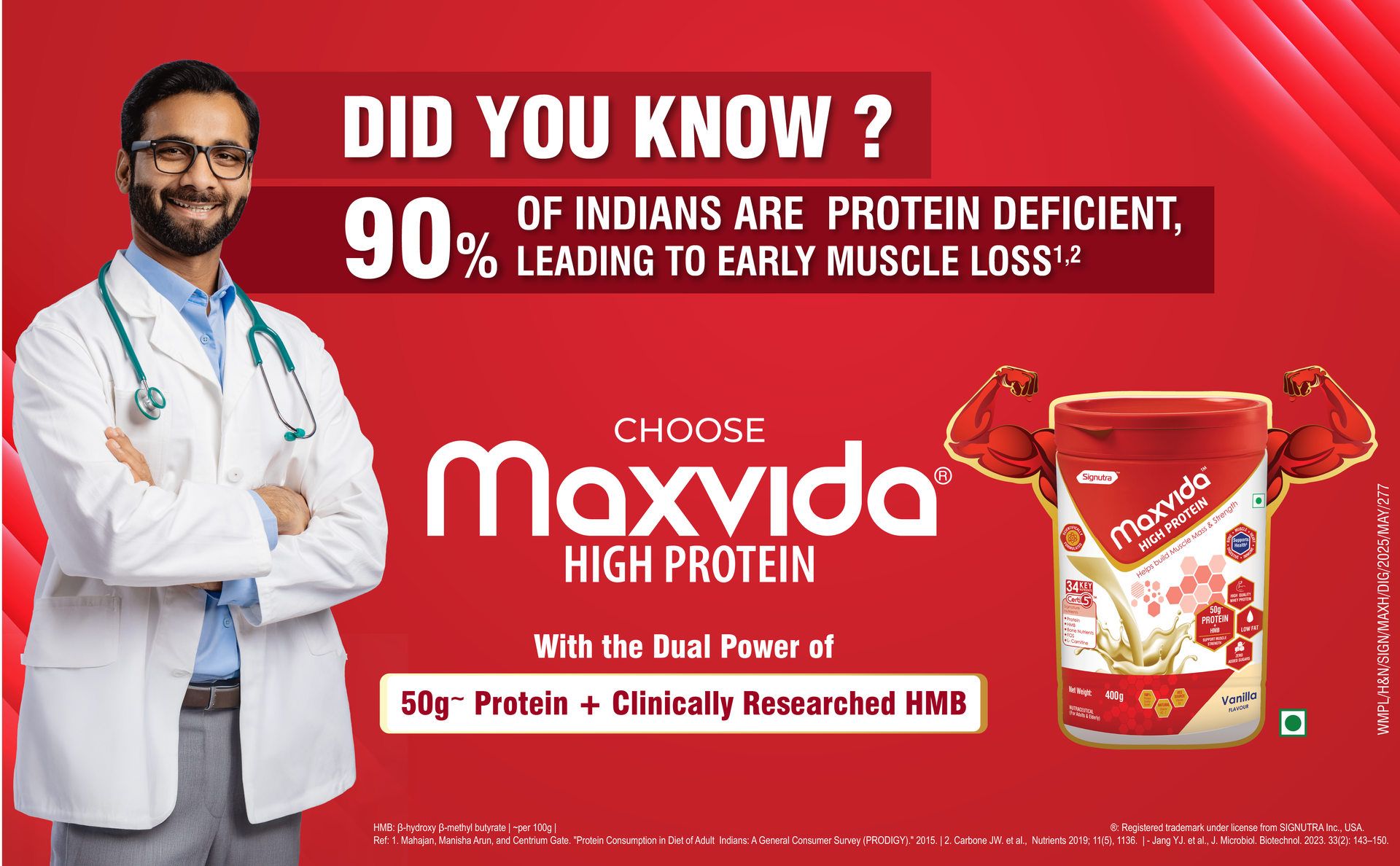 Maxvida High Protein to help build Muscle mass and strength in Adults & Elderly (400g, Vanilla Flavored)