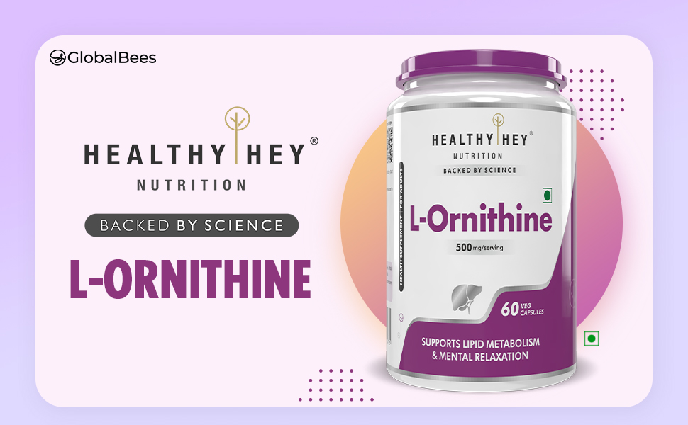 HealthyHey Nutrition L-Ornithine - 500mg/serving - 60 Vegetable Capsules