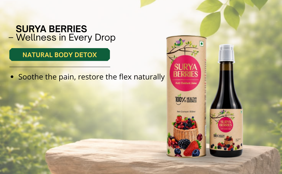 Surya Berry Juice, Sweet & Tangy, Antioxidant Nutritional Juice with Acai, Dragon Fruit, Mangosteen, Noni, Kiwi, Amla, Papaya, Pomegranate, 500ml