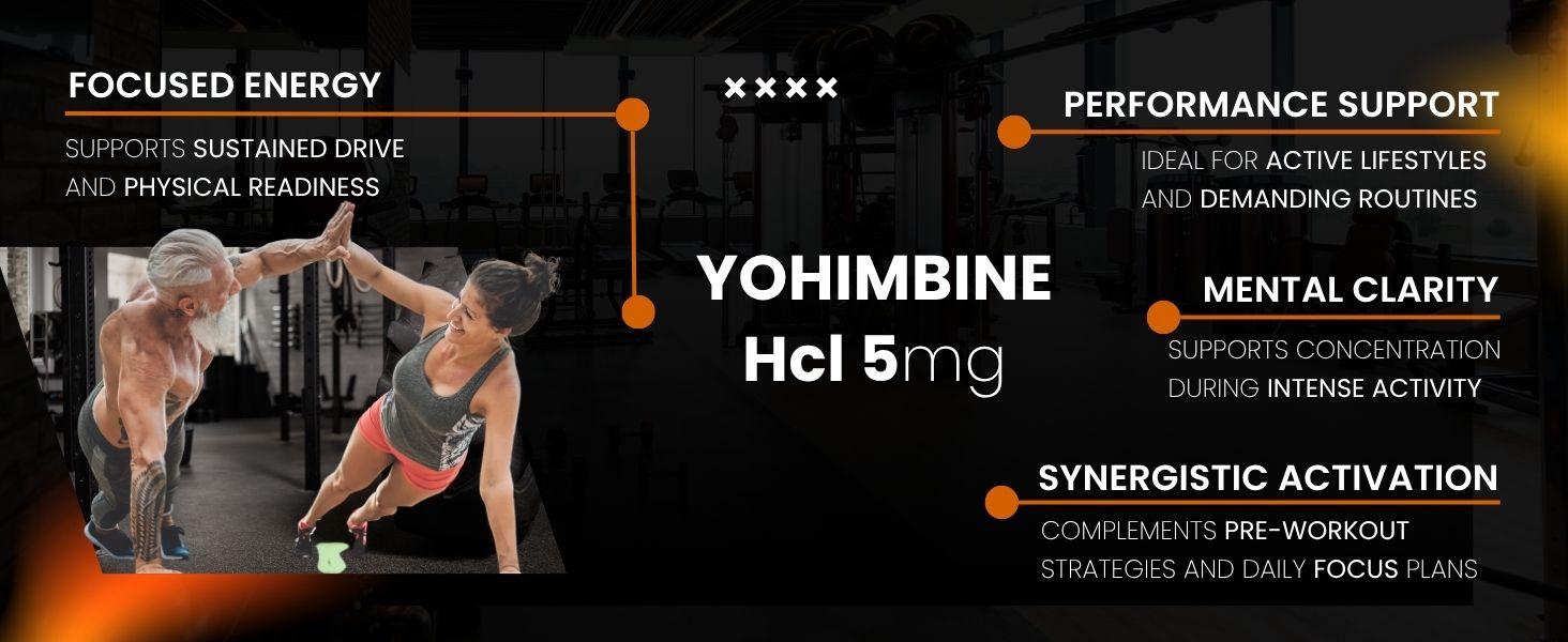 Yohimbine Hcl 5mg | Belly Fat Burner | Pre workout Supplement for Men and Women | Weight Loss Products | Pharmaceutical grade | 30 Capsules by VitaminHaat