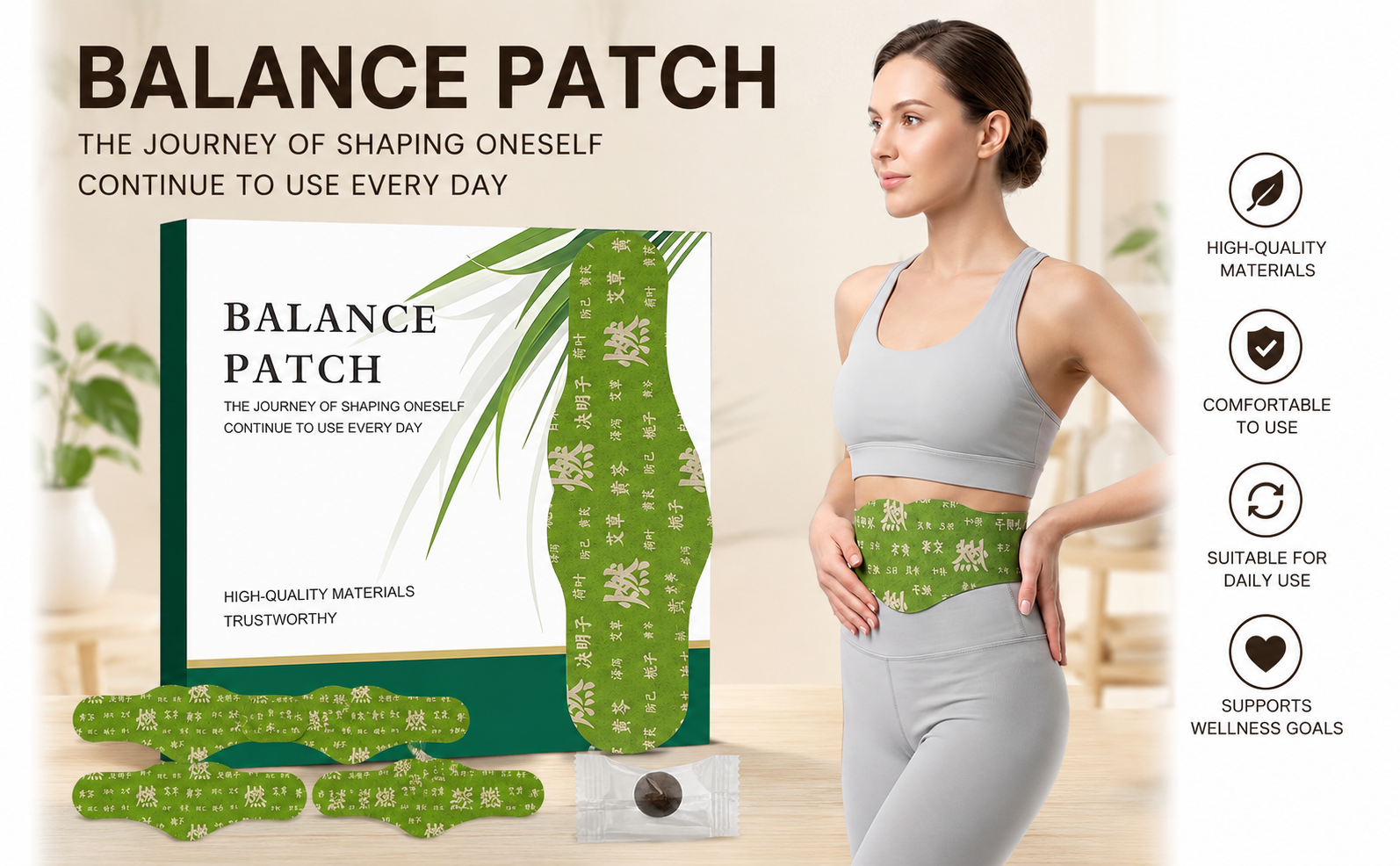 Balance Waist Patch with Herbal Formula, Belly Button Adhesive Patch for Women, Skin Friendly Daily Wellness for Abdominal Comfort and Self Care Routine, 5 Pcs Pack